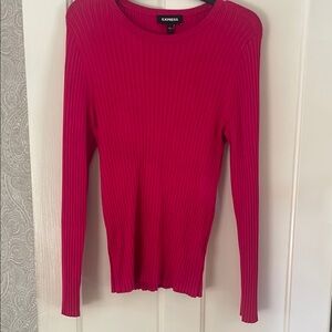 Express Ribbed Long Sleeve Pink Top